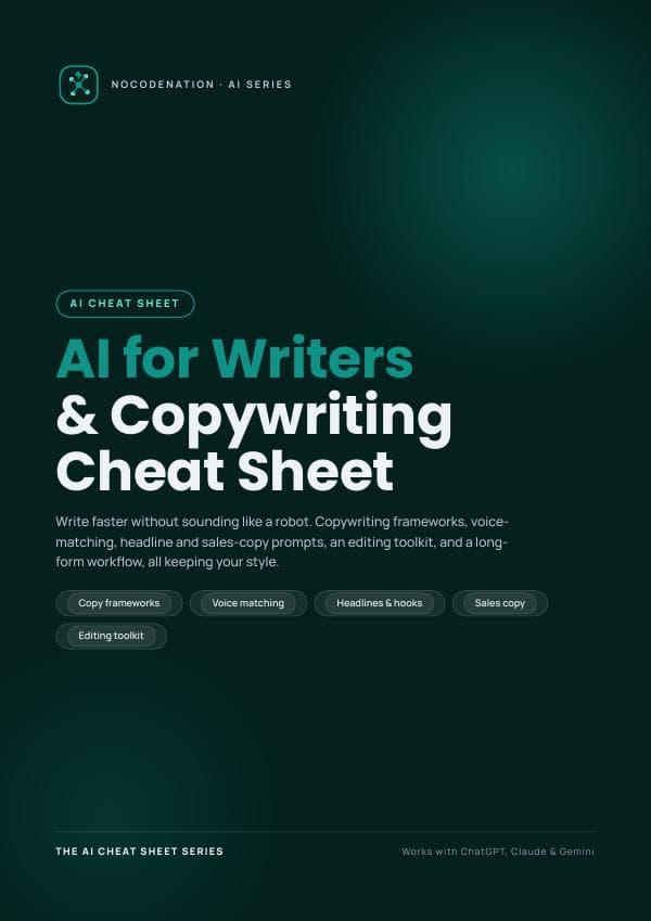AI for Writers & Copywriting Cheat Sheet